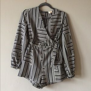 Geometric print romper